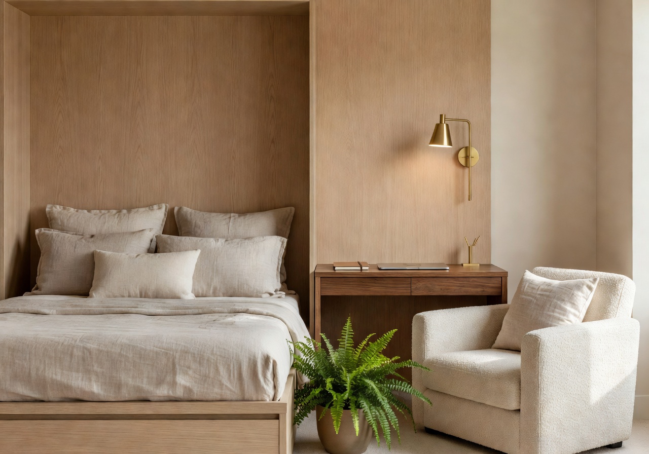 Reka bentuk studio AI dengan katil murphy